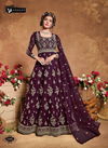 Purple Colour Fancy Designer Latest Stylish Festive And Party Wear Butter Fly Net With Heavy Work Gown Collection 5105